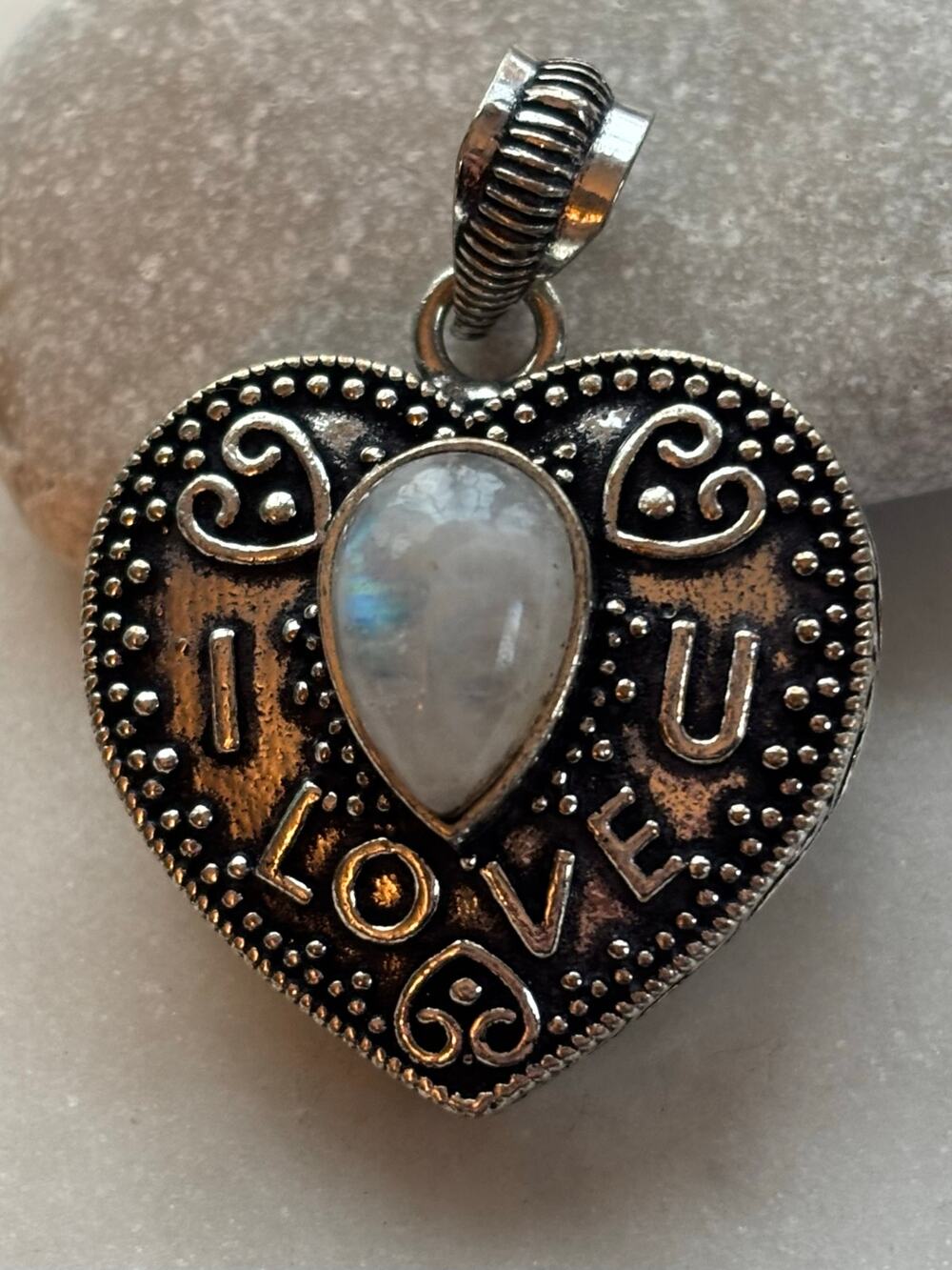 925 Silver Moonstone Heart  Pendant